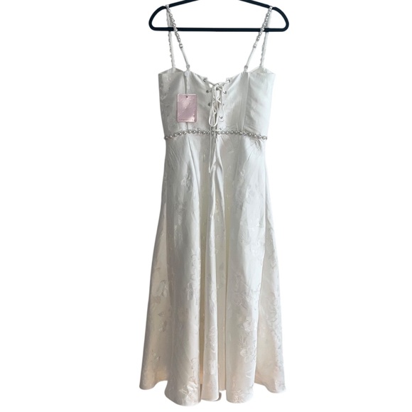 NEW NWT V. Chapman Cora Midi Dress In White Baroque Floral - Picture 7 of 11